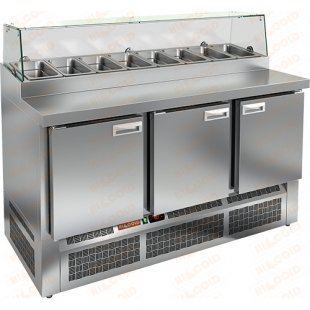 Pizza table Hicold PZE2-111GN (1/6) stone glass (1485x700x1160mm, +2...+10 °C)