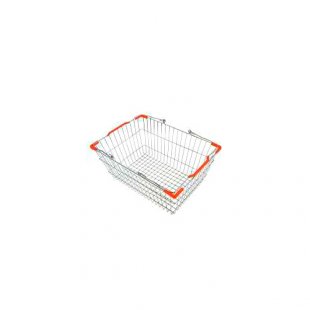 Metal shopping basket SB22-CR (450x320x200mm, 22l, chrome, 2 cast PVC handles + corner, blue)