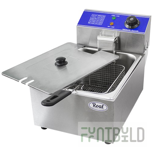 Tabletop electric deep fryer with lid HEF-6L (275x430x300 in, 6 l, 2.5 kW, 220 V) 1 container