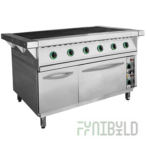 Electric stove 6-conf. with oven. PEP-0.72-DSH-N2-01 (all stainless steel) (1265 (1475) x 850 (895) x 860 (880) in)