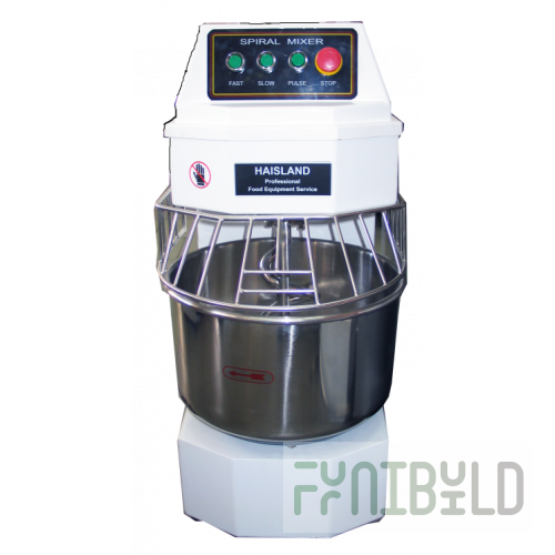 Dough mixing machine HS20BS complete with 1 stainless steel bowl, 2 shaft speeds (675x400x825 in, 20 l, 150 kg/h, 220 V, 0.75 kW, 116/232 rpm)