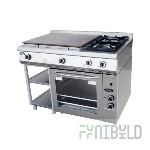 Gas stove 2-burner with solid surface with oven F6ZhTLSPDG(p) (2+2) / 50021pg