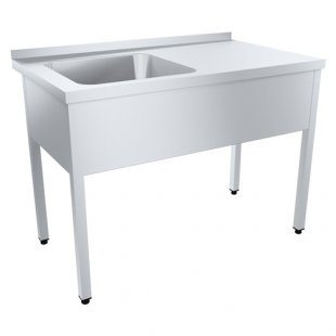 Wash basin with work surface PROFI, left location of tank SRO12/7PNT+VMOts1-500L (1200x700x870(890), capacity 500x500x300mm)