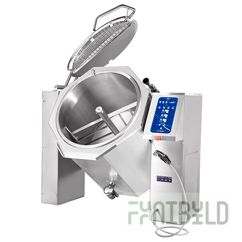 Cooking kettle KPEM-350 OM2 with mixer and drain cock, tilting (350 l, 1510x1057x1330 in, 120°C, steam jacket, programmable control)