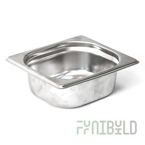Gastronorm container without lid stainless steel GN-1/4 depth 20, 0.65 l. (265x162x20 in)