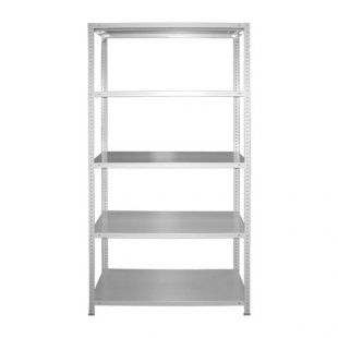 Metal rack 1000x400x2000 in (5 shelves, 4 posts, 4 heels)