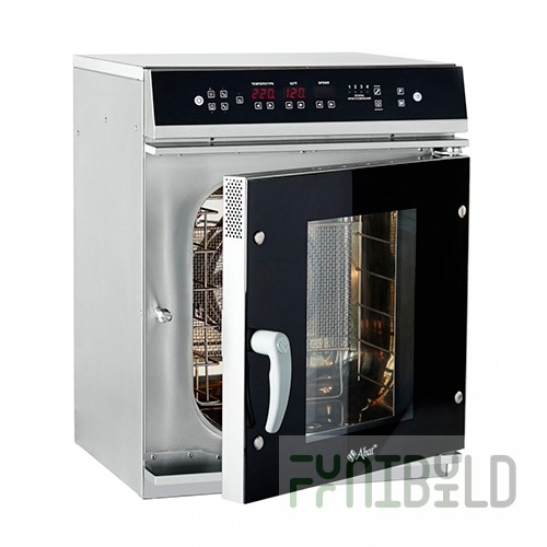 Convection steamer PKA6-1/3P upper control panel (steam generator, 6 GN 1/3, all stainless steel, without gastronorm containers) black design