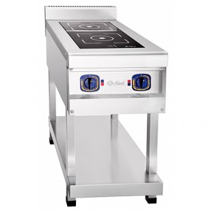 Induction cooker KIP-2P-01 (450x900x940 in, glass ceramics, full stainless steel, 3.5 kW, 230V)