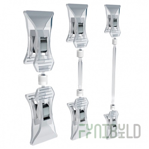 Universal price tag holder with small clips, art. FXS-DBL-00, 10 pcs. in pack.