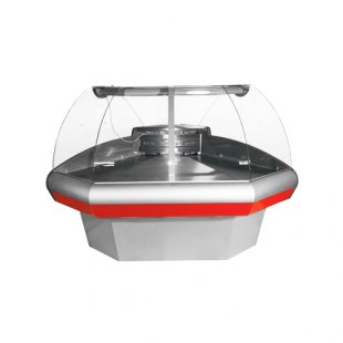 Medium-temperature corner display case 1230x1230x1200mm, VKhSu-1.0 Carboma external, 0...+7C, 0.66 sq.m.