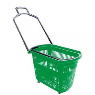Plastic basket-trolley on 4 wheels PBT45 (600x390x400mm, 45 l, green)
