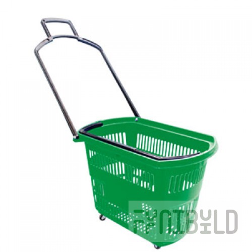Plastic basket-trolley on 4 wheels PBT45 (600x390x400mm, 45 l, green)