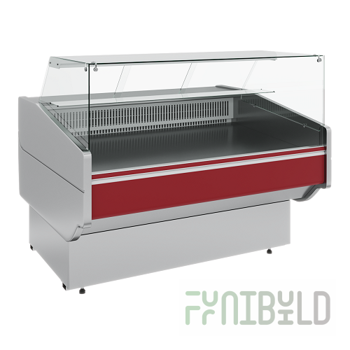 Low temperature display case 1955x1215x1250 GC120 SL 2.0-1 red (Static VHSn-2.0 ATRIUM2) up to -18 WITHOUT SIDEWALLS