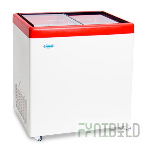 Chest freezer V=238l, MLP-250 -18...-25,804x604x790 in, red, glass lid (2 baskets)
