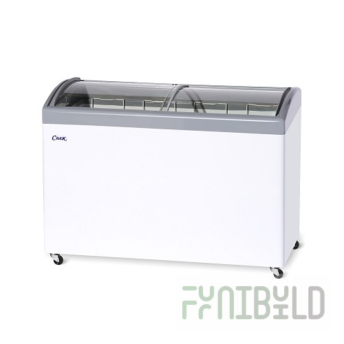 Chest freezer V=359l, MLG-400, -18..-25 C, 1204x604x790mm, grey, bent glass lid (4 baskets)