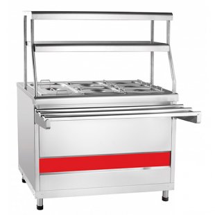 Steam bain-marie for 2 dishes EMK-70KM (1120x705(1030)x1485, two heated shelves, lighting, with 6 gastronorm containers, 1120 in)