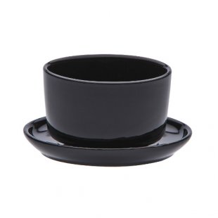 Chinese cup with saucer 70 ml, black ceramics (pack of 8) art.4509(BLK)