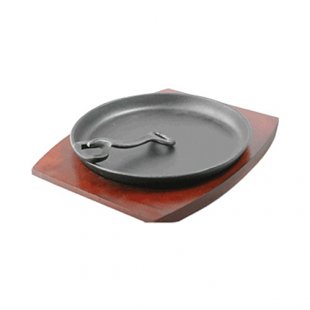 Frying pan for fajitas on stand D=22,H=4,L=27.5,B=22.5 cm, cast iron, wood, black, st. wood art.4020706