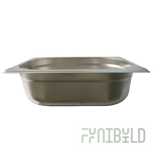Gastronorm container without lid stainless steel GN-2/3 depth 100, 8.8 l. (354x325x100 in.), in pack. 3/6 pcs.