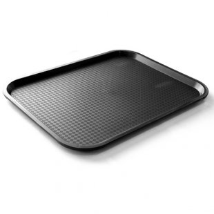 Plastic rectangular tray 455x355x20 in (black) with anti-slip surface, pack of 50 pcs.