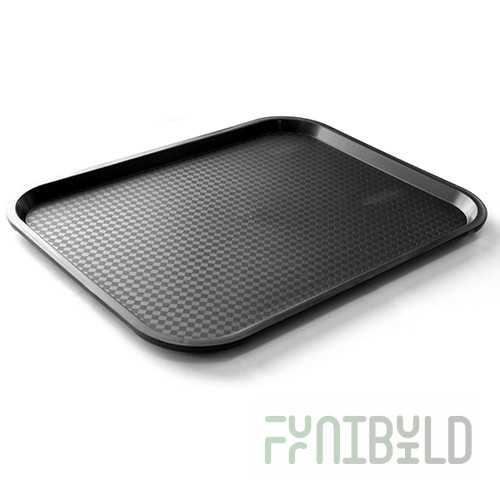 Plastic rectangular tray 455x355x20 in (black) with anti-slip surface, pack of 50 pcs.