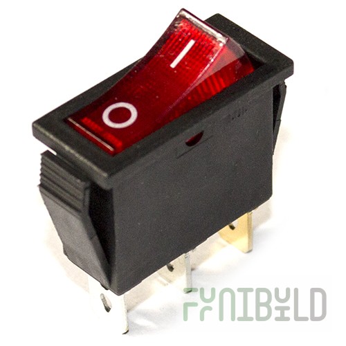Single narrow red key switch with light (15A 250V)