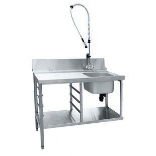 Pre-wash and waste collection table SPMP-6-3 (1200x670x1070(1800)mm, shower stand, waste collection guide for 4 cassettes.)