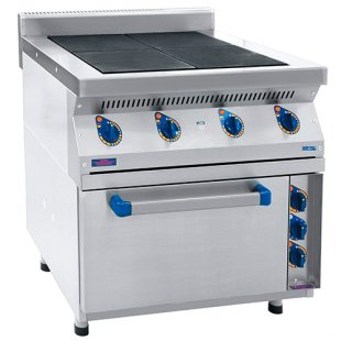 Electric stove 4-compartment floor with oven. EPK-47ZhSh (all stainless steel) (800x810x(860)975