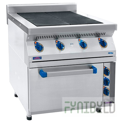 Electric stove 4-compartment floor with oven. EPK-47ZhSh (all stainless steel) (800x810x(860)975