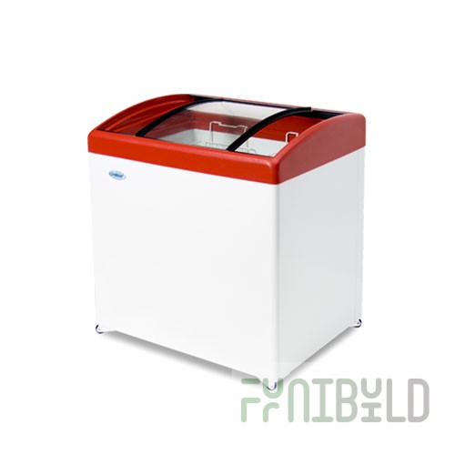 Chest freezer V=226l, MLG-250 -18...-25,804x604x790mm, red lid, bent glass (2 baskets)