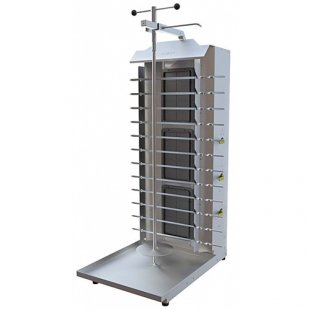 Gas shawarma kebab maker 3 M (3 burners) (415x600x1245, stainless steel, 12 skewers)
