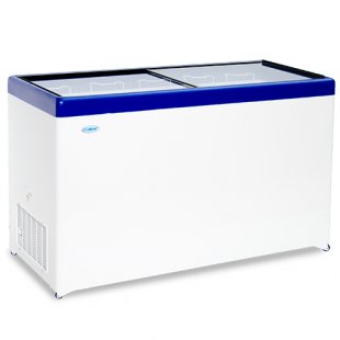 Chest freezer V=448l, MLP-500 -18...-25, 1404x604x790 in, red, glass lid. (5 baskets)