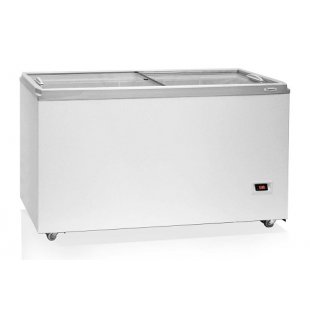 Chest freezer with straight glass lid Biryusa 455DZQ (795x1500x630 in, 0.181 kW, 220V)