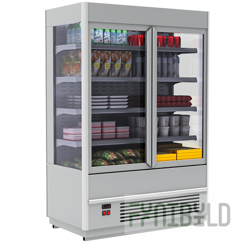 Universal display case FC 20-07 VV 1.3-1 gray/black (swing doors) -5…+5 1330x710x1930 in