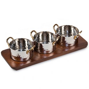 Serving set (wooden stand + 3 saucepans of 350 ml) PL ProffСuisine art.81241064