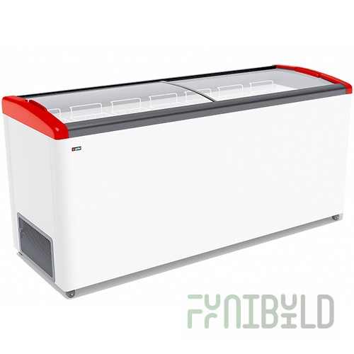 Chest freezer V=640 l GELLAR FG 775 E red (1810x650x860 in, -12…-25C, 8 baskets, wheels, lock)