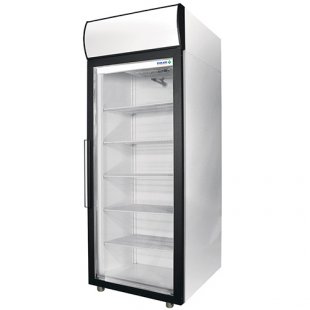 Pharmaceutical refrigerated cabinet V=500l, ШХФ-0.5 ДС (glass doors) (697х710х2028mm, 4 shelves, vertical lighting, canape with lighting)