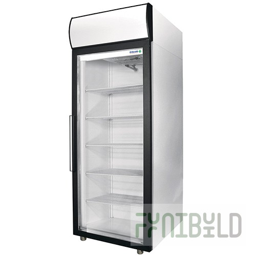 Pharmaceutical refrigerated cabinet V=500l, ШХФ-0.5 ДС (glass doors) (697х710х2028mm, 4 shelves, vertical lighting, canape with lighting)