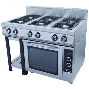 Gas stove 6-burner with combined oven. F6PDG/800/50004 (1180x800x1050, 46.9 kW)