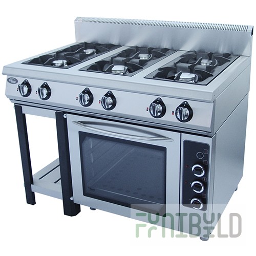 Gas stove 6-burner with combined oven. F6PDG/800/50004 (1180x800x1050, 46.9 kW)