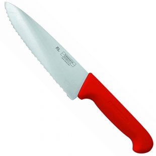 Chef's knife 25 cm red handle, wavy blade, PL-PROFF CUISINE art. 99002254
