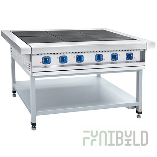 Electric stove 6-burner without oven EP-6P (on a painted stand) (1265 (1475) x850 x860 in, 18 kW, 220/380 V)