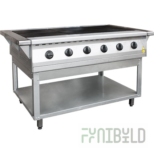 Electric stove 6-conf. without oven. PEP-0.72-01 (stainless steel face) (1265 (1475) x 850 x 860 (880) in)