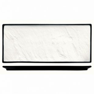 Rectangular porcelain dish. 35x15 cm black base. PL- Sun. art. 99000160