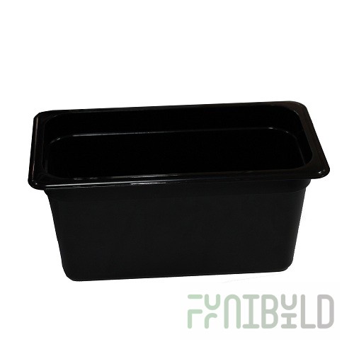 Gastronorm container without lid p/p GN 1/4, H-150, 265x162x150mm, (plastic, black), in pack. 16 pcs. 422101713