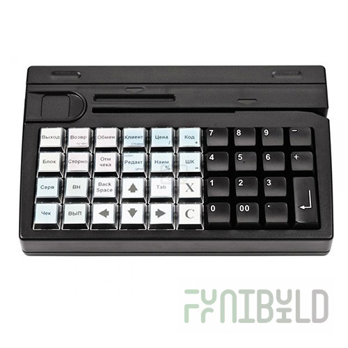 Posiflex KB-4000U-B Programmable Keyboard Black with Magnetic Card Reader 1-3 Tracks, USB