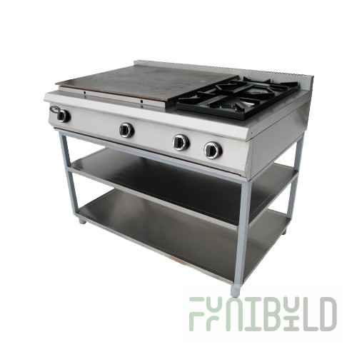 Gas stove without oven with solid surface (on stand) F6ZhTLSPG (p) (2+2) (800x1180x900 in, 220V, 22 kW)