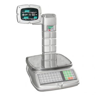 Electronic scales VEU-15S-2/5-I-P-ST (300x420x680mm, with display on stand, built-in label printer, up to 15 kg.)