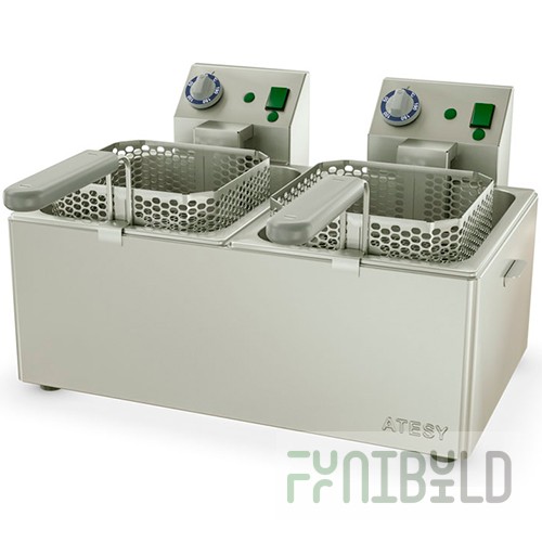 Electric tabletop deep fryer 2 containers PANDA-EURO-2X1/2 (562x568x342, 2x13l, 2x4 kW, 220V)
