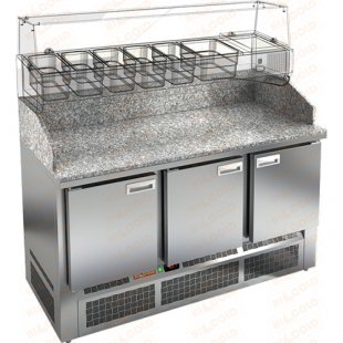 Pizza table Hicold PZE3-111GN stone (1485x700x1050mm, +2...+10 °C)